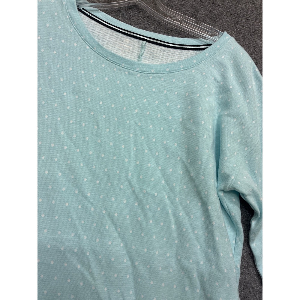 Talbots Aqua Blue Polka Dot Side Tie Top 3/4 Sleeve Large